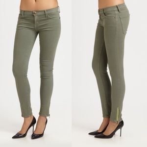 Current Elliot Dusty Olive Ankle Zip Skinny Jeans